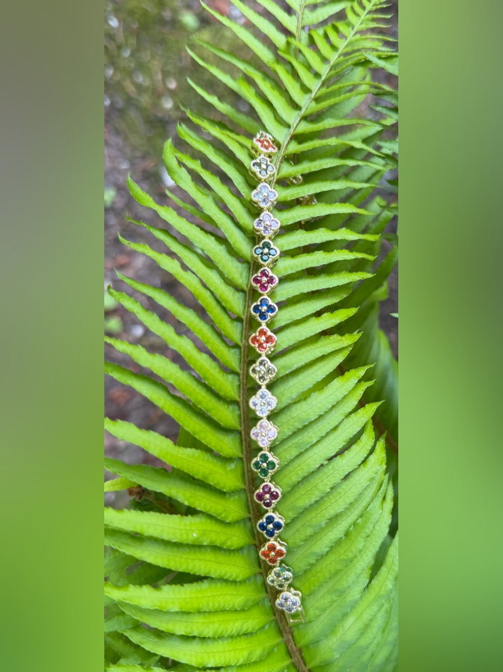 Gold Multicolor Clover Charm Bracelet - Colorful Gem Accents